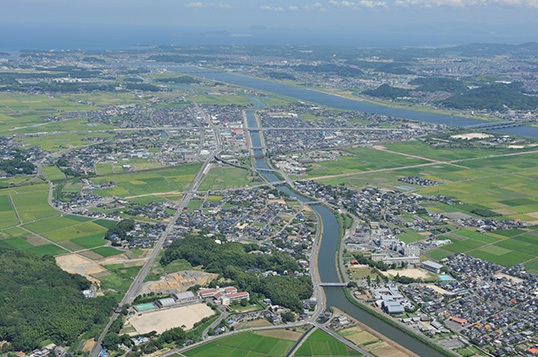 遠賀町上空からの風景